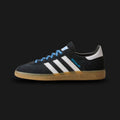 Adidas Argentina Handball Spezial shoes in Core Black and Cloud White (HP3673). Features a federation edition premium soft suede upper, classic leather Three-Stripes, retro T-toe overlay, and a classic low-profile gum rubber outsole. Luxuntique guarantees 100% authentic footwear in Sri Lanka.