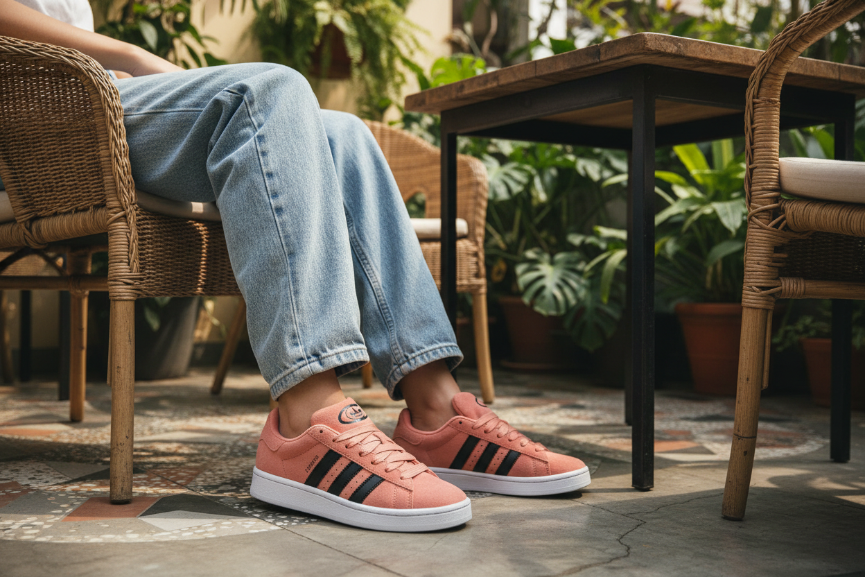 Adidas Campus 00s Female Colombo 7 Cafe Editorial Lifestyle Shot