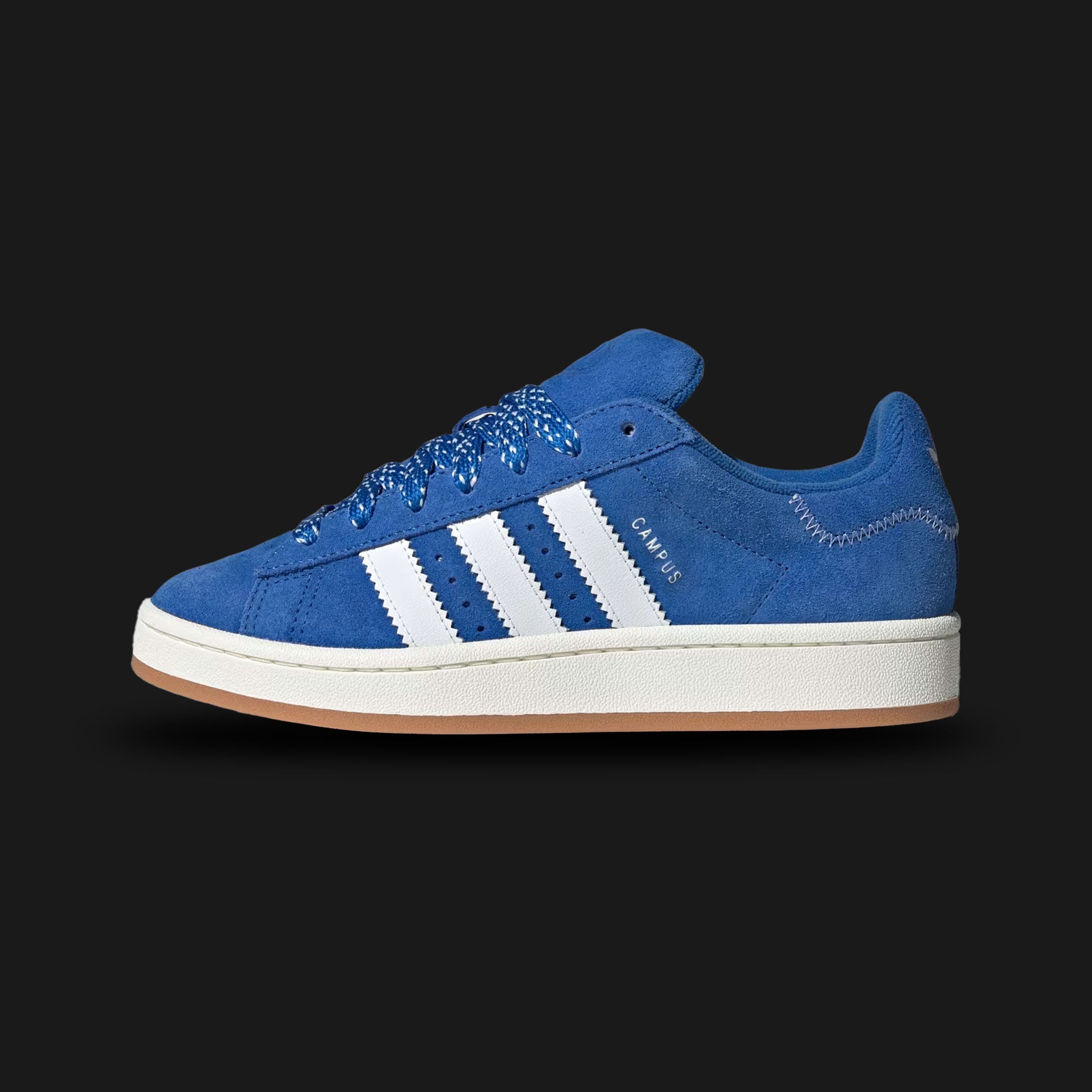 Adidas Campus 00s shoes in Blue and Cloud White (IF9615). Features a chunky retro skate profile with a premium suede upper, oversized padded tongue, fat laces, contrast leather Three-Stripes, and a durable rubber cupsole. Luxuntique guarantees 100% authentic "Adidas" footwear in Sri Lanka.