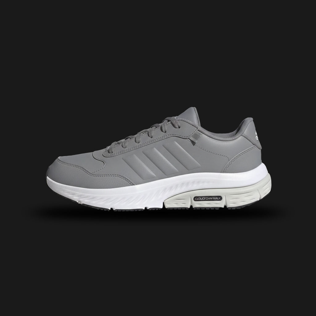 adidas Cloudfoam Step shoes in Grey and Cloud White (Design Code: JS2911). Featuring a breathable textile mesh upper in a versatile Grey colorway with contrasting Cloud White three-stripes and heel branding. Equipped with a plush Cloudfoam midsole for immediate step-in comfort and a durable rubber outsole. Luxuntique offers 100% authentic adidas walking sneakers at the lowest price in Sri Lanka.