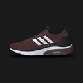 Adidas Cloudfoam Walk Sock shoes in Shadow Brown, Core Black, and Cloud White (ID4063). Features a breathable knit sock-like upper, flexible slip-on construction, soft Cloudfoam cushioned midsole, and a durable rubber outsole. Luxuntique guarantees 100% authentic footwear.