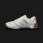 Adidas Dropset 4 Training Shoes in Orbit Grey, Iron Metallic, and Lucid Orange (JR4678). Features a dual-density midsole with a firm heel for lifting stability and a soft forefoot for agility. Includes a wide toe-box for toe splay, breathable mesh upper with Iron Metallic TPU side-wall support, and a high-traction Adiwear outsole. Luxuntique offers 100% authentic Adidas in Sri Lanka.
