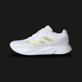 Adidas Duramo SL shoes in Cloud White, Gold Metallic, and Dash Grey (IF7883). Features a lightweight mono mesh upper, a stable LIGHTMOTION midsole for responsive cushioning, and a durable Adiwear outsole for multi-surface grip. Luxuntique guarantees 100% authentic "Adidas" footwear in Sri Lanka.