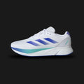 Adidas Duramo SL shoes in Cloud White, Lucid Blue, and Flash Aqua (IF9481). Features a lightweight mesh upper for breathability, a responsive LIGHTMOTION midsole for versatile cushioning, and a durable Adiwear outsole for grip. Luxuntique guarantees 100% authentic "Adidas" performance footwear in Sri Lanka.