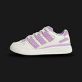 Adidas Forum 2000 shoes in Off White and Powder Plum (JR0513). Features a retro Y2K basketball silhouette with a premium leather upper, layered paneling, iconic Three-Stripes, and a supportive rubber cupsole. Luxuntique guarantees 100% authentic "Adidas" footwear in Sri Lanka.