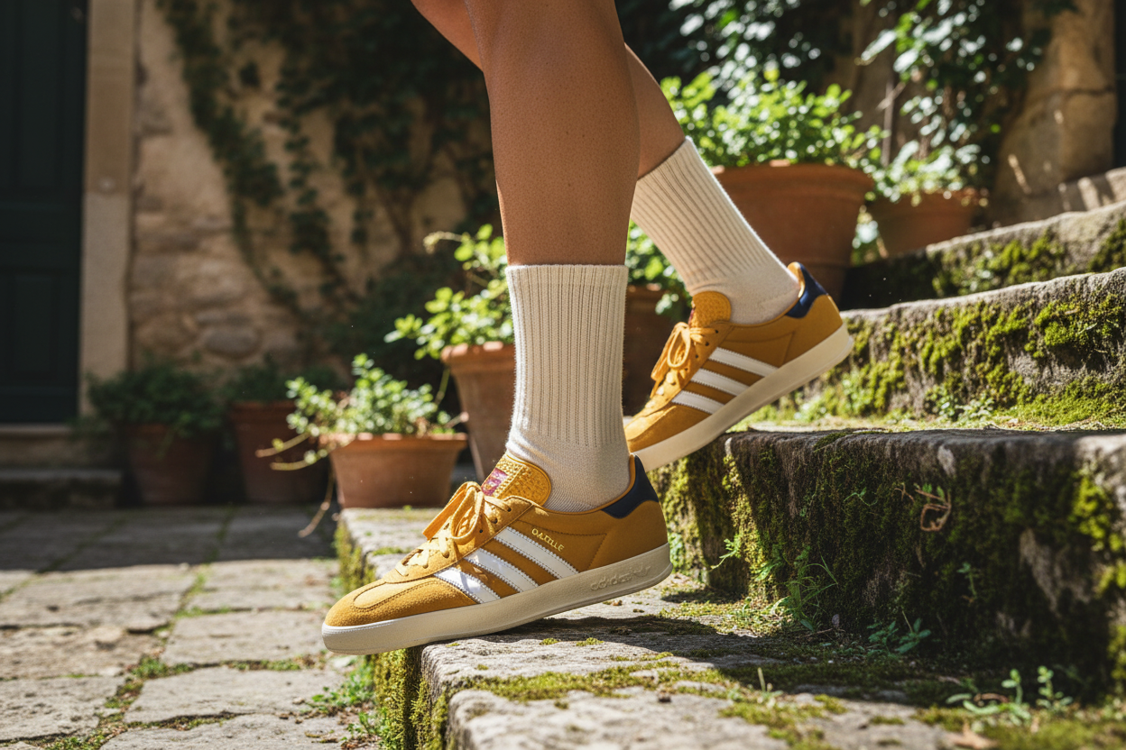 adidas Gazelle Indoor Preloved Yellow Lifestyle Shot