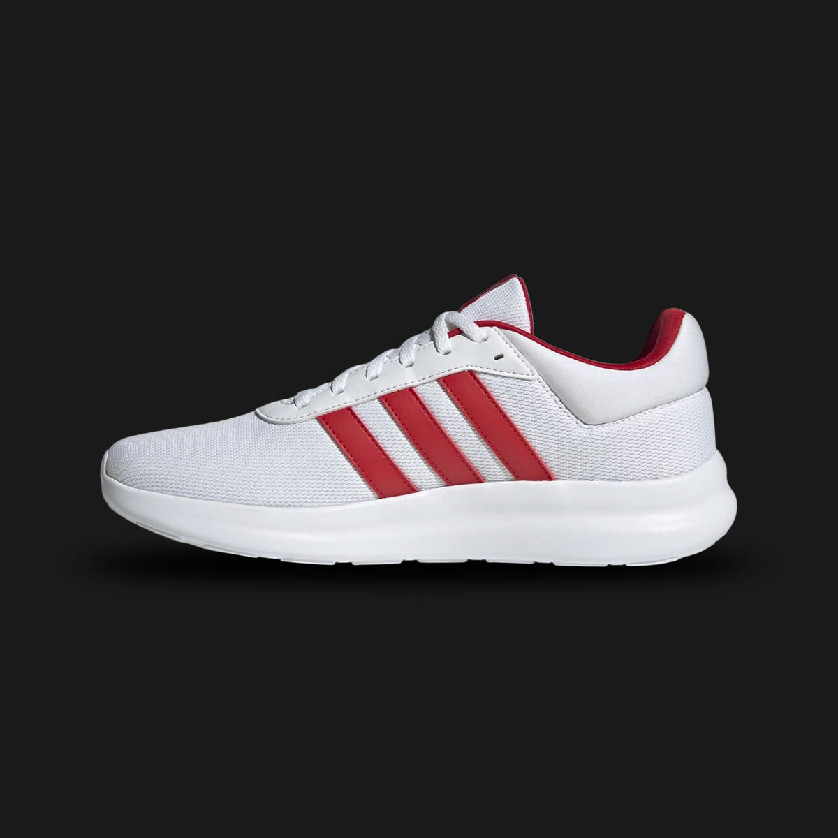 adidas Lite Racer 4.0 shoes in Cloud White and Active Red (Design Code: IH5424). Featuring a crisp, breathable Cloud White textile mesh upper accented by striking Active Red three-stripes and heel detailing. Equipped with a lightweight Cloudfoam midsole for all-day plush cushioning and a flexible synthetic outsole. Luxuntique offers 100% authentic adidas lightweight everyday sneakers at the lowest price in Sri Lanka.