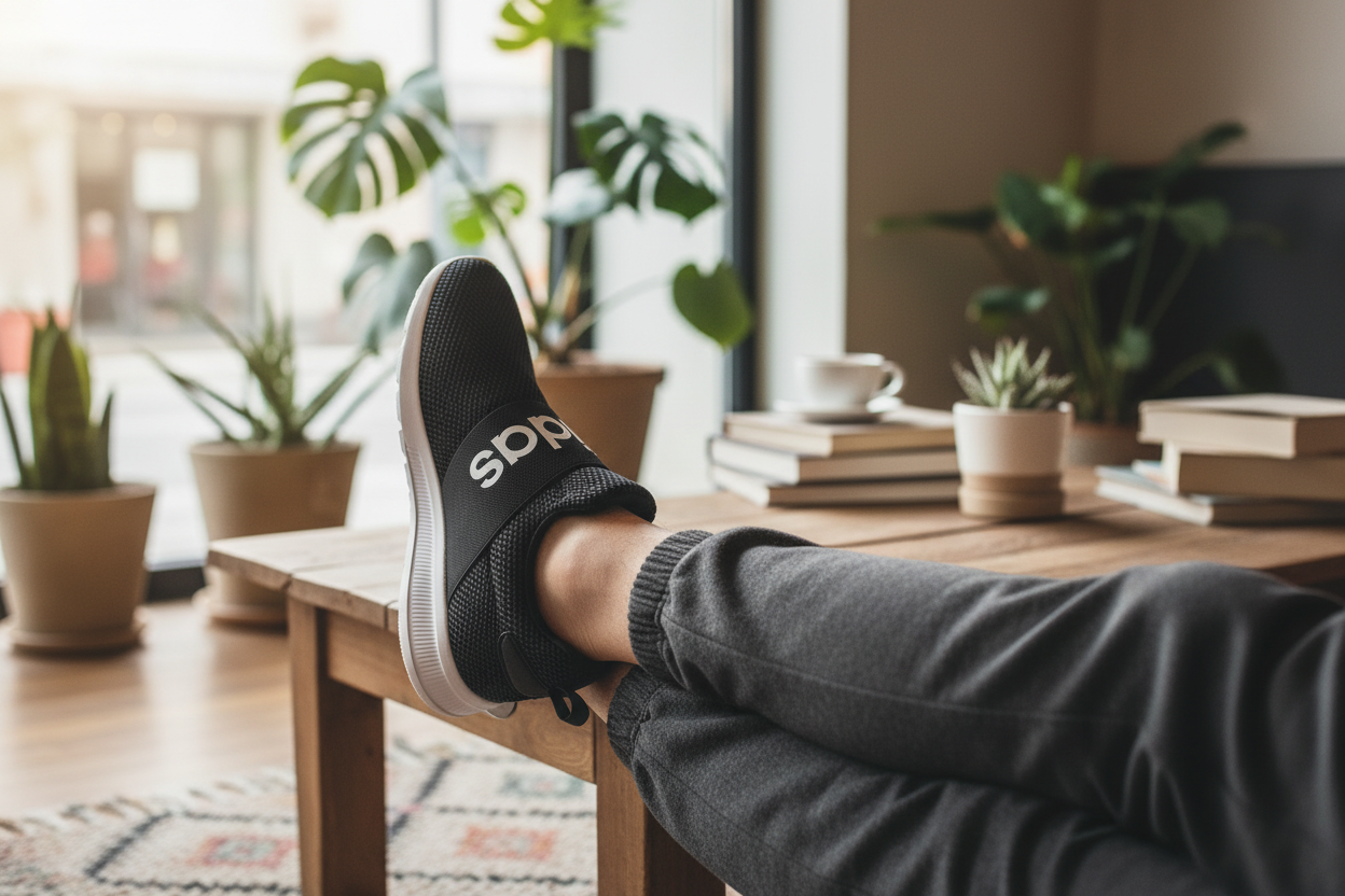Adidas Lite Racer Adapt 4.0 Coffee Shop Lifestyle Shot