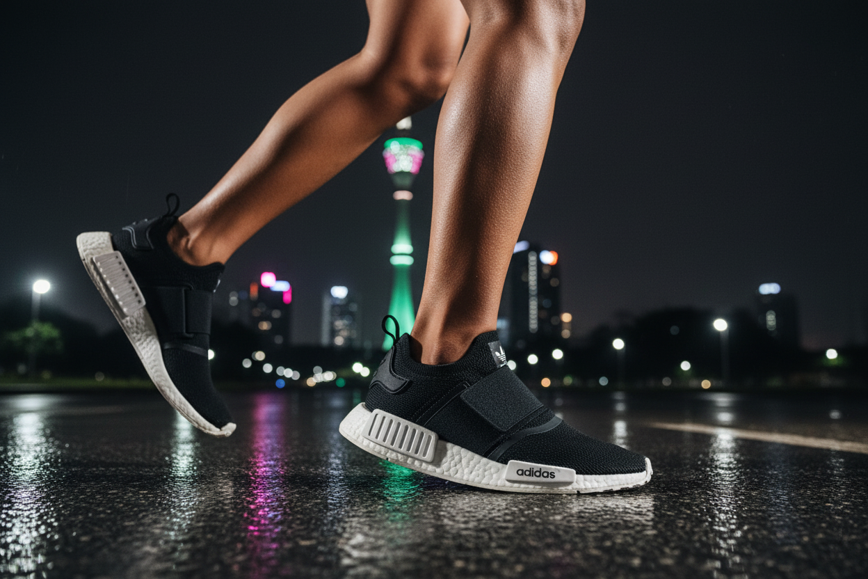 Adidas NMD_R1 Core Black Natural Running Pose Lotus Tower