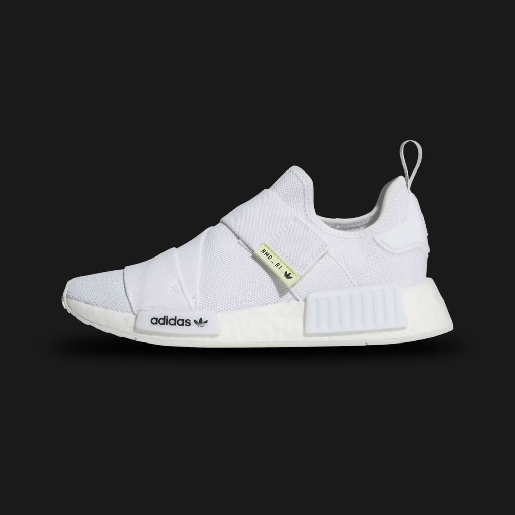 adidas NMD_R1 shoes in Cloud White (Design Code: GW5699). Featuring a "Triple White" breathable stretch-mesh upper, signature responsive Boost midsole for energy return, and iconic EVA midsole plugs. Luxuntique offers 100% authentic adidas NMD sneakers at the lowest price in Sri Lanka.