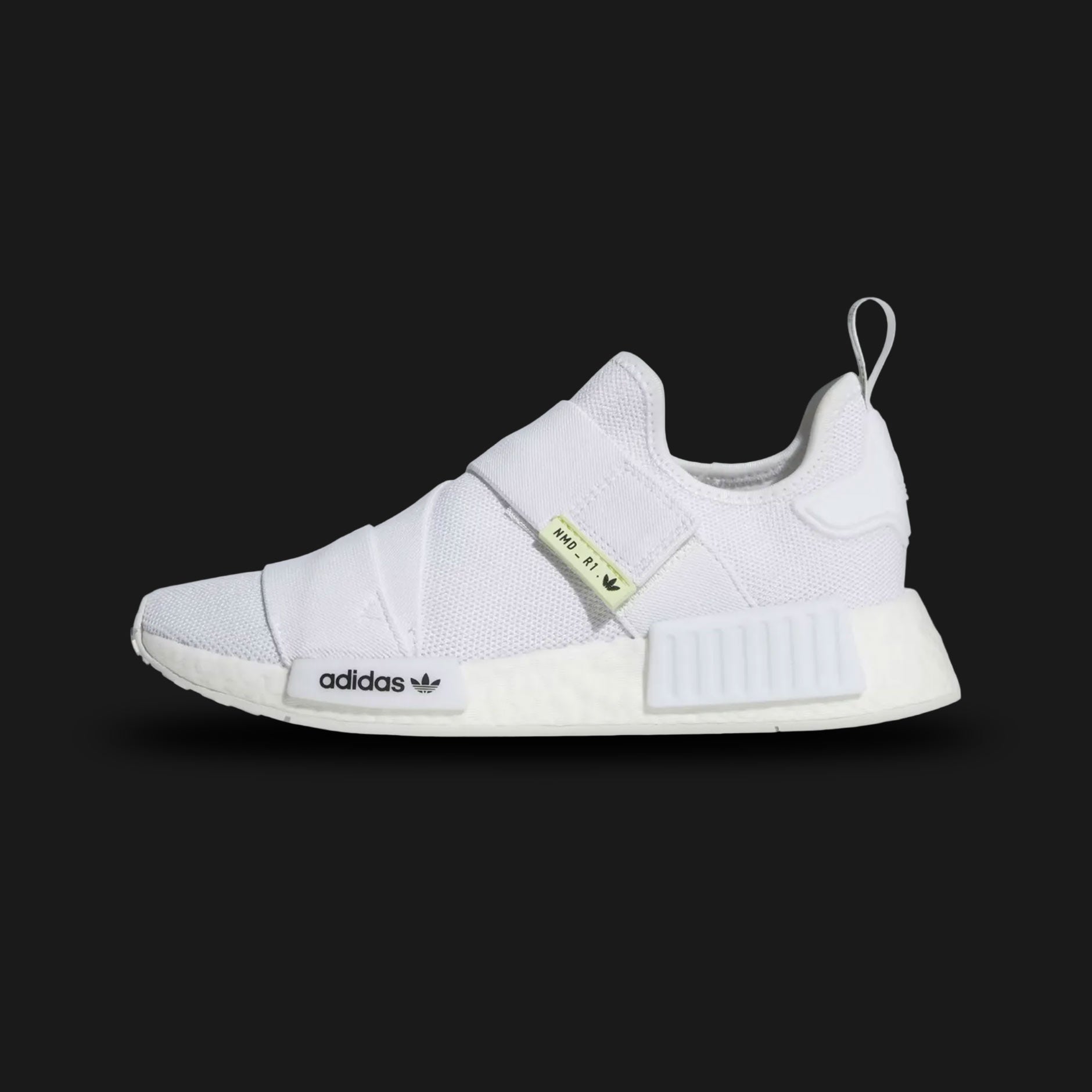 adidas NMD_R1 shoes in Cloud White (Design Code: GW5699). Featuring a "Triple White" breathable stretch-mesh upper, signature responsive Boost midsole for energy return, and iconic EVA midsole plugs. Luxuntique offers 100% authentic adidas NMD sneakers at the lowest price in Sri Lanka.
