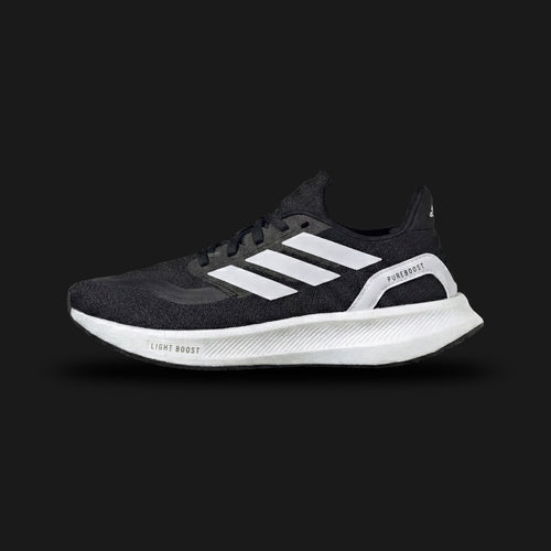adidas Pureboost Light running shoes in Core Black and Cloud White (Design Code: IH2466). Featuring a breathable engineered mesh upper in Core Black with contrasting Cloud White three-stripes. Equipped with a responsive Light BOOST midsole—the lightest Boost foam to date—and a flexible Stretchweb rubber outsole for smooth, energetic city running. Luxuntique offers 100% authentic adidas lightweight running sneakers at the lowest price in Sri Lanka.