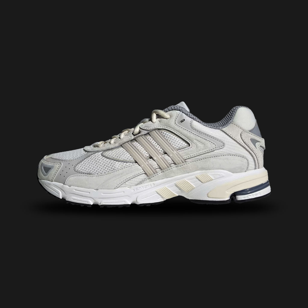 Adidas Response CL shoes in Crystal White and Wonder White (GZ1562). Features a retro 2000s-inspired mesh upper with leather overlays, an EVA cushioned midsole, and Formotion technology for outdoor stability. Luxuntique guarantees 100% authentic "Adidas" footwear in Sri Lanka.