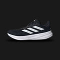 Adidas Response Super shoes in Core Black and Cloud White (JI4308). Features a breathable engineered mesh upper, supportive TPU heel construction, hybrid Dreamstrike and Bounce foam cushioning midsole, and durable rubber outsole. Luxuntique guarantees 100% authentic footwear.