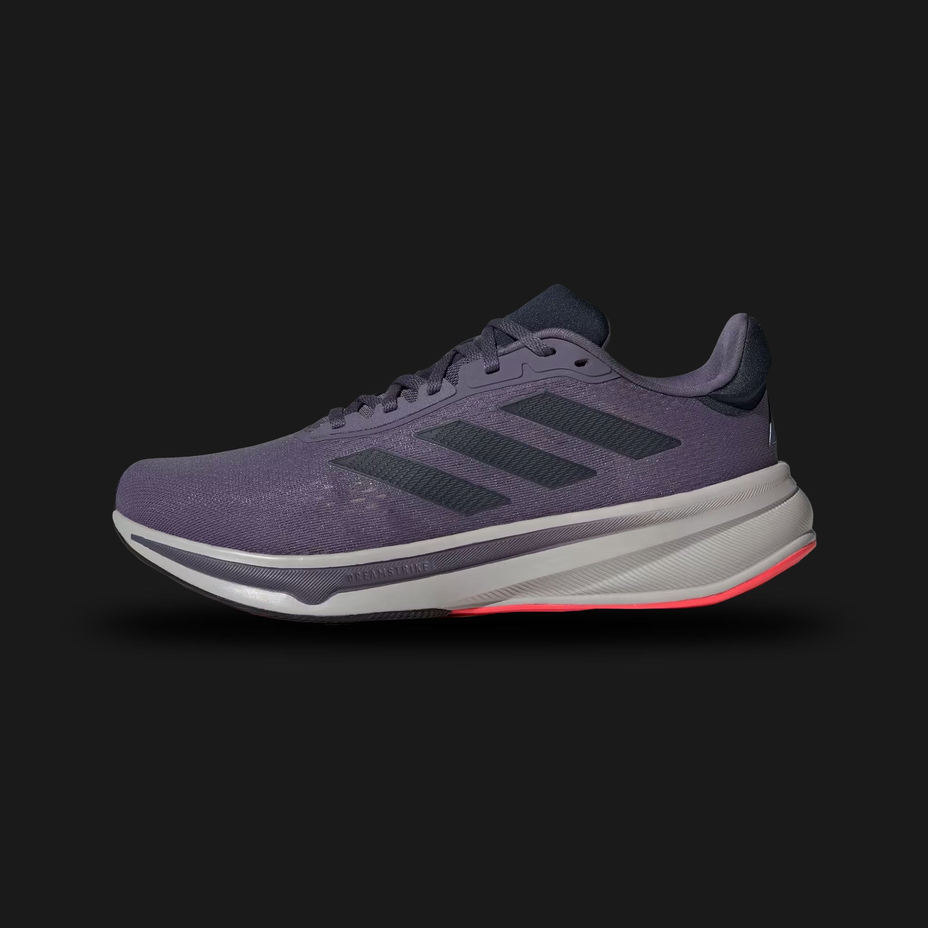 Adidas Response Super shoes in Preloved Ink, Legend Ink, and Lucid Blue (JQ2524). Features a breathable engineered mesh upper, supportive TPU heel counter, hybrid cushioning foam midsole for high energy return, and a durable rubber outsole. Luxuntique guarantees 100% authentic footwear.