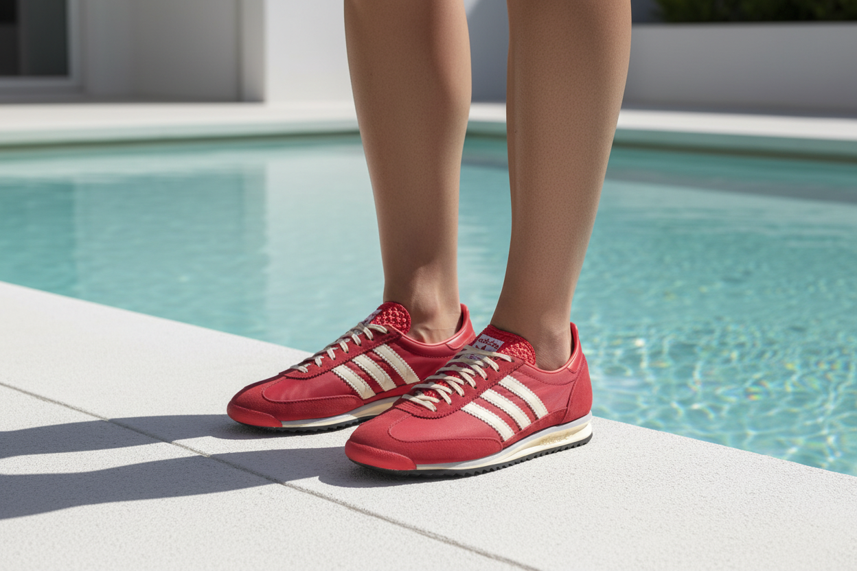 adidas SL 72 OG Better Scarlet Pool Standing Shot