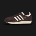 Adidas SL 72 RS in Aurora Coffee, Cream White, and Sand Strata (KK3642). Features a premium Aurora Coffee brown nylon and suede upper with Cream White Three Stripes. Reshaped EVA midsole for enhanced comfort and a signature cleated rubber outsole. Luxuntique offers 100% authentic Adidas footwear in Sri Lanka.