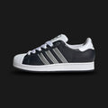adidas Superstar II shoes in Core Black, Matte Silver, and Cloud White (Design Code: JQ3209). Featuring the iconic white rubber shell toe, serrated Matte Silver three-stripes on a premium black leather upper, and a classic herringbone-pattern rubber cupsole for traction. Luxuntique offers 100% authentic adidas Superstar sneakers at the lowest price in Sri Lanka.