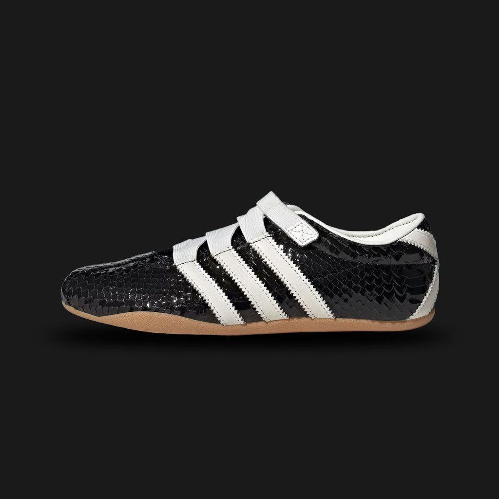 Adidas Tokyo Mary Jane shoes in Core Black, Off White, and Gum (KI4313). Features a sleek terrace-inspired Mary Jane silhouette with a premium Core Black suede upper and an adjustable midfoot strap. Includes iconic Off White 3-Stripes, subtle branding, and a durable retro Gum rubber outsole. Luxuntique guarantees 100% authentic Adidas footwear in Sri Lanka.