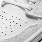 Jordan Air Jordan 1 Low SE CZ4776-100 - Lateral Heel Close-up showing Gold Swoosh, Gold Collar Stripe & Gold Jumpman Wings Embroidery