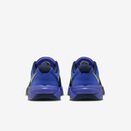 Nike Metcon 10 HJ1875-501 - Heel & Midsole Close-up showing Light Lemon Twist Swoosh on Persian Violet Heel Counter, Metcon Text on Persian Violet Midsole, Obsidian Forefoot Wrap Edge & Diamond-Pattern Obsidian Rubber Outsole