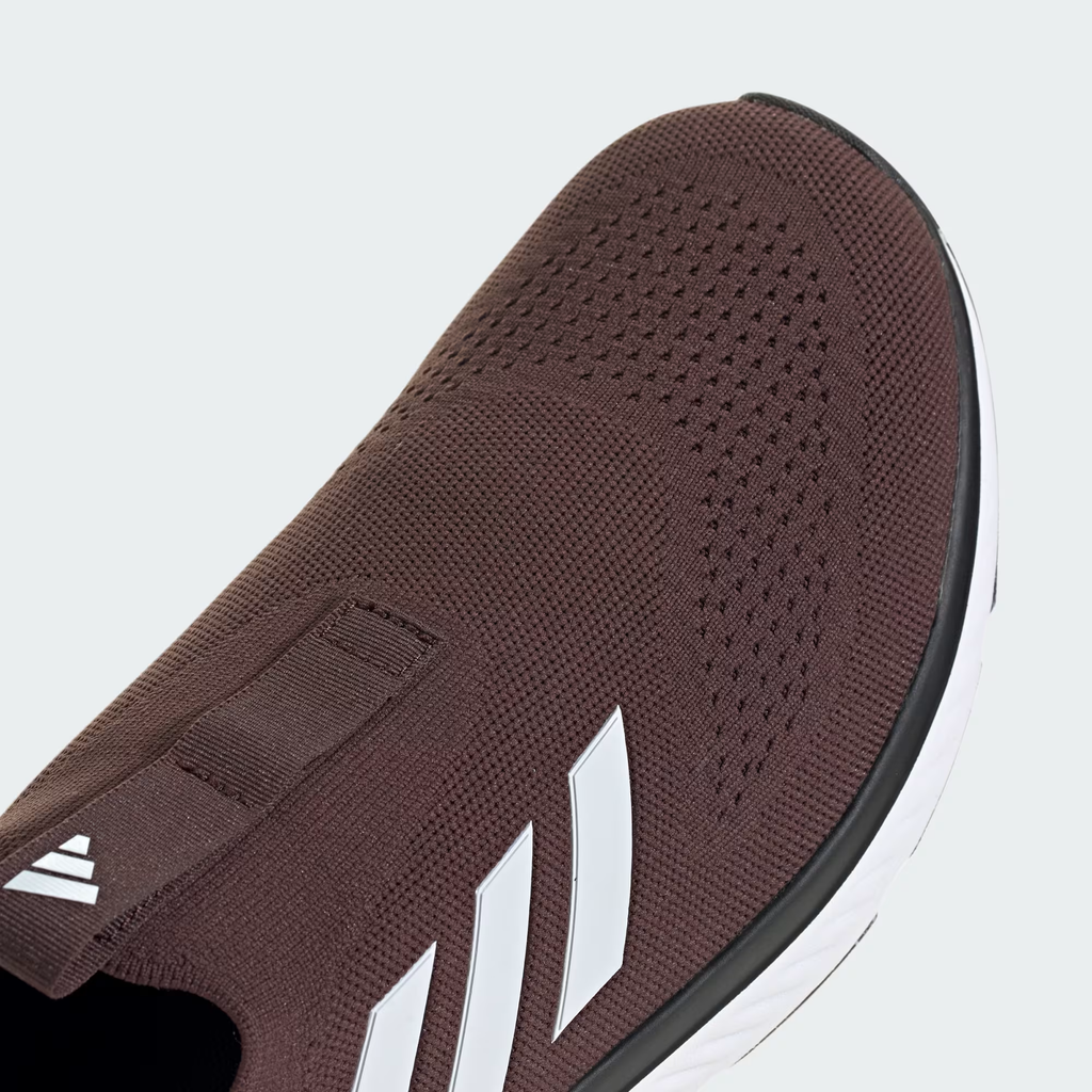 Adidas Cloudfoam Walk Sock ID4063 - Additional Lifestyle Detail Shot showing Shadow Brown Engineered Knit Upper & Cloud White Cloudfoam Walk Midsole Profile