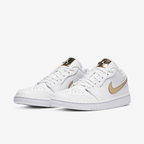 Jordan Air Jordan 1 Low SE CZ4776-100 - Rear Pair Shot showing AIR JORDAN Gold Wings Embroidery on White Heel Counter