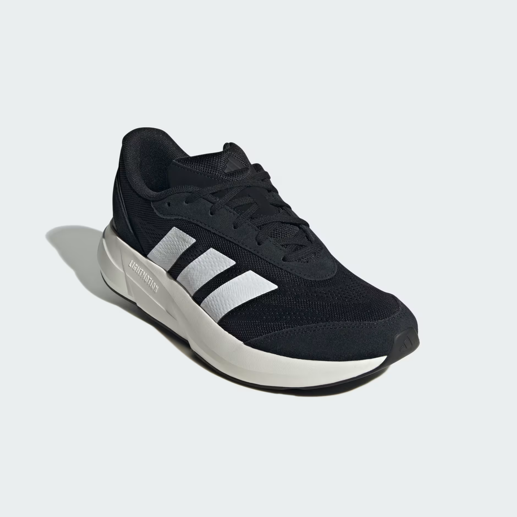 Adidas Lightshift JH9315 - Outsole Top-Down showing Black Rubber Traction Pattern with White Flex Grooves & Adidas Branding