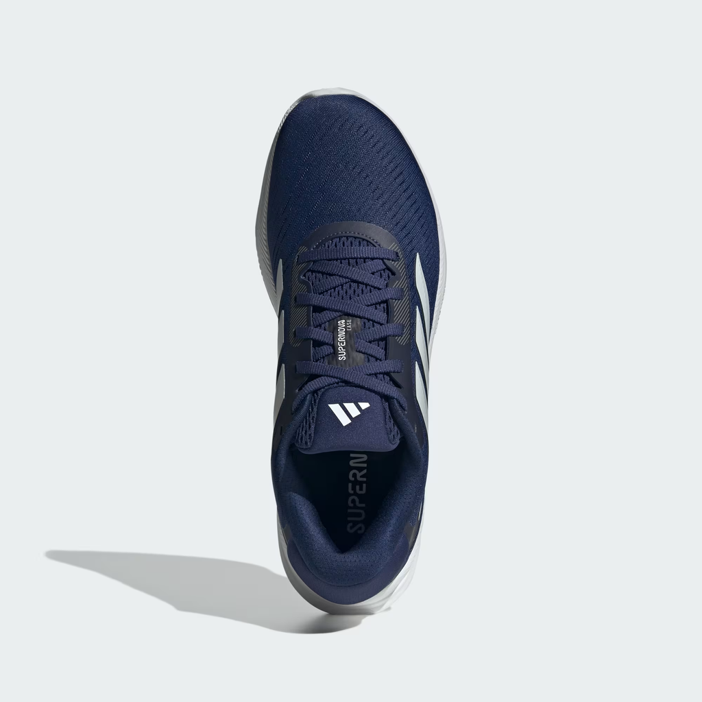 Adidas Supernova Ease JH8560 - Outsole Top-Down on Light Grey Background showing White Rubber Full-Length Traction Pattern with 4-Channel Flex Grooves & Herringbone Texture