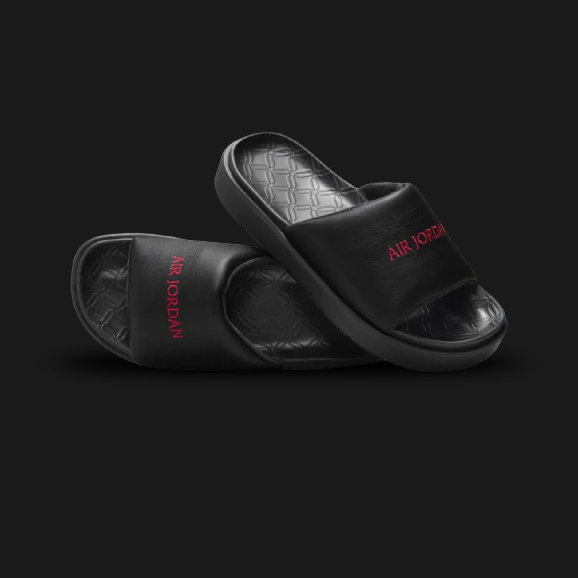 Jordan Sophia women's slides in Black and Gym Red (DO8863-001). Featuring a premium criss-cross padded strap with soft lining and a Gym Red Jumpman logo. Elevated platform foam midsole with Air cushioning and a durable rubber outsole. Luxuntique offers 100% authentic Jordan slides in Sri Lanka.