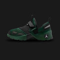 Jordan Trunner LX trainers in Fir green, Reflective Silver, and Black (HQ2164-300). Features a deep forest green upper with a signature three-strap lockdown system and woven midfoot panels. Accented by high-vis Reflective Silver details on a White midsole. Luxuntique offers 100% authentic Jordan footwear in Sri Lanka.