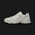 New Balance 530 shoes in Moonbeam and Sea Salt (MR530AA1). Features a vintage 90s-inspired mesh upper with premium leather overlays, a classic N logo, and an ABZORB cushioned midsole for all-day impact absorption. Luxuntique guarantees 100% authentic "New Balance" footwear in Sri Lanka.