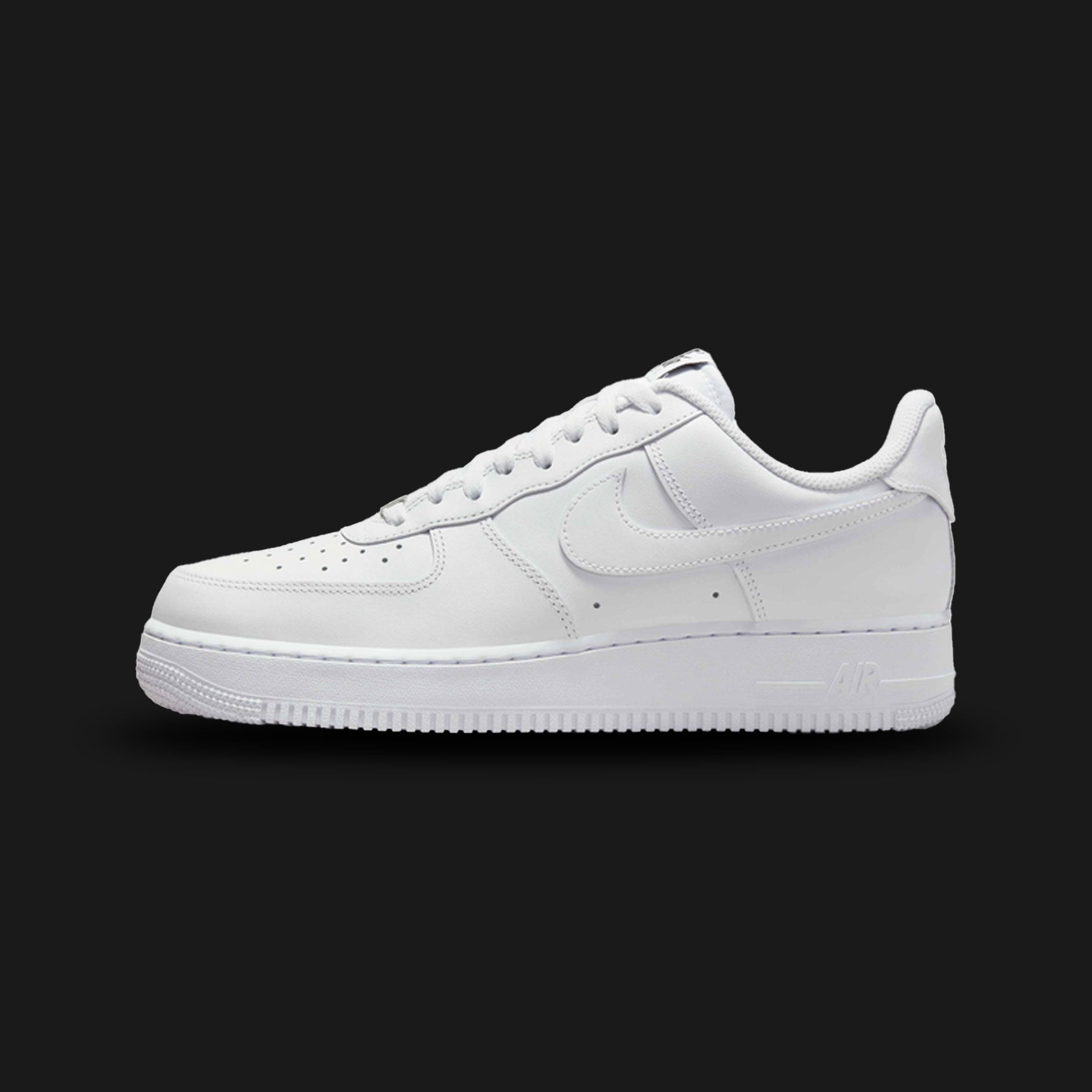 Nike Air Force 1 07 EasyOn shoes in White, White, and White (FD1146-100). Features a premium leather upper, an adaptive fold-down heel for hands-free entry, hidden Air-Sole cushioning, and a classic rubber cupsole. Luxuntique guarantees 100% authentic footwear.