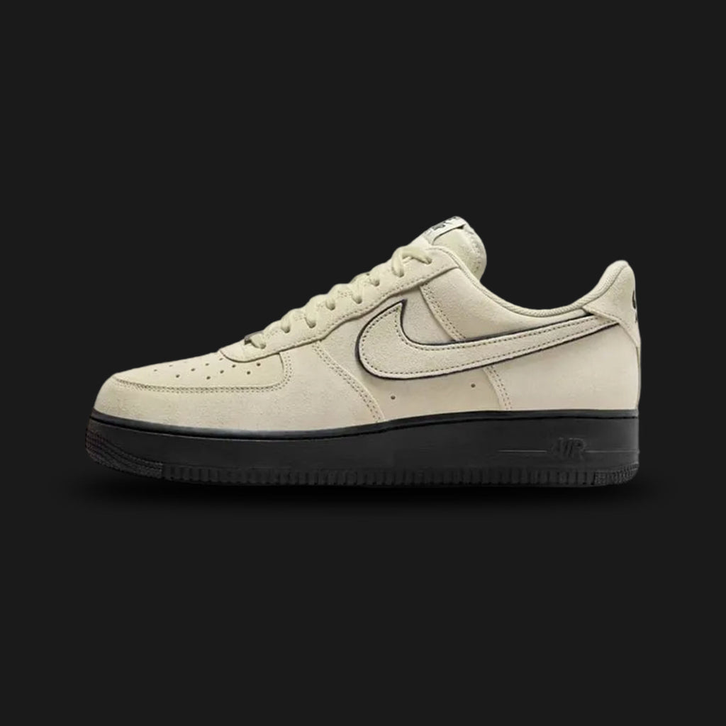 Nike Air Force 1 '07 LV8 in Light Khaki and Black (Design Code: NKHQ1966-200). Featuring premium suede and canvas overlays, a black contrast swoosh, and encapsulated Air-Sole cushioning. Luxuntique offers 100% authentic Nike Air Force 1 sneakers at the lowest price in Sri Lanka.