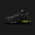 Nike Air Max 95 Premium 'Houseflies' Big Bubble in Black, Metallic Dark Grey, and Neon Yellow (IM3082-001). Features a wavy, layered upper of breathable mesh and synthetic leather in a descending dark gradient. Includes striking Neon Yellow lace loops, branding, and oversized visible Max Air cushioning units in the black foam midsole. Luxuntique offers 100% authentic Nike in Sri Lanka.