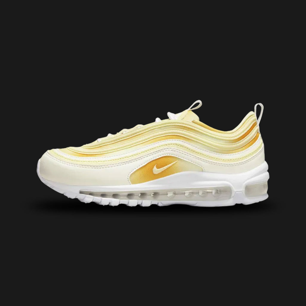 Yellow and white Nike Air Max 97 sneaker (Design code: NKFN0321-100). Luxuntique offers 100% authentic Nike Air Max footwear at the lowest prices in Sri Lanka.