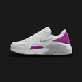 Nike Air Max Excee women's shoes in Photon Dust, Wolf Grey, and Hot Fuchsia with Metallic Silver accents (Design Code: FZ2647-001). Featuring a visible Max Air unit through three windows, an elongated modern design inspired by the Air Max 90, and a breathable mesh upper with metallic overlays. Luxuntique offers 100% authentic Nike sneakers for women at the lowest price in Sri Lanka.