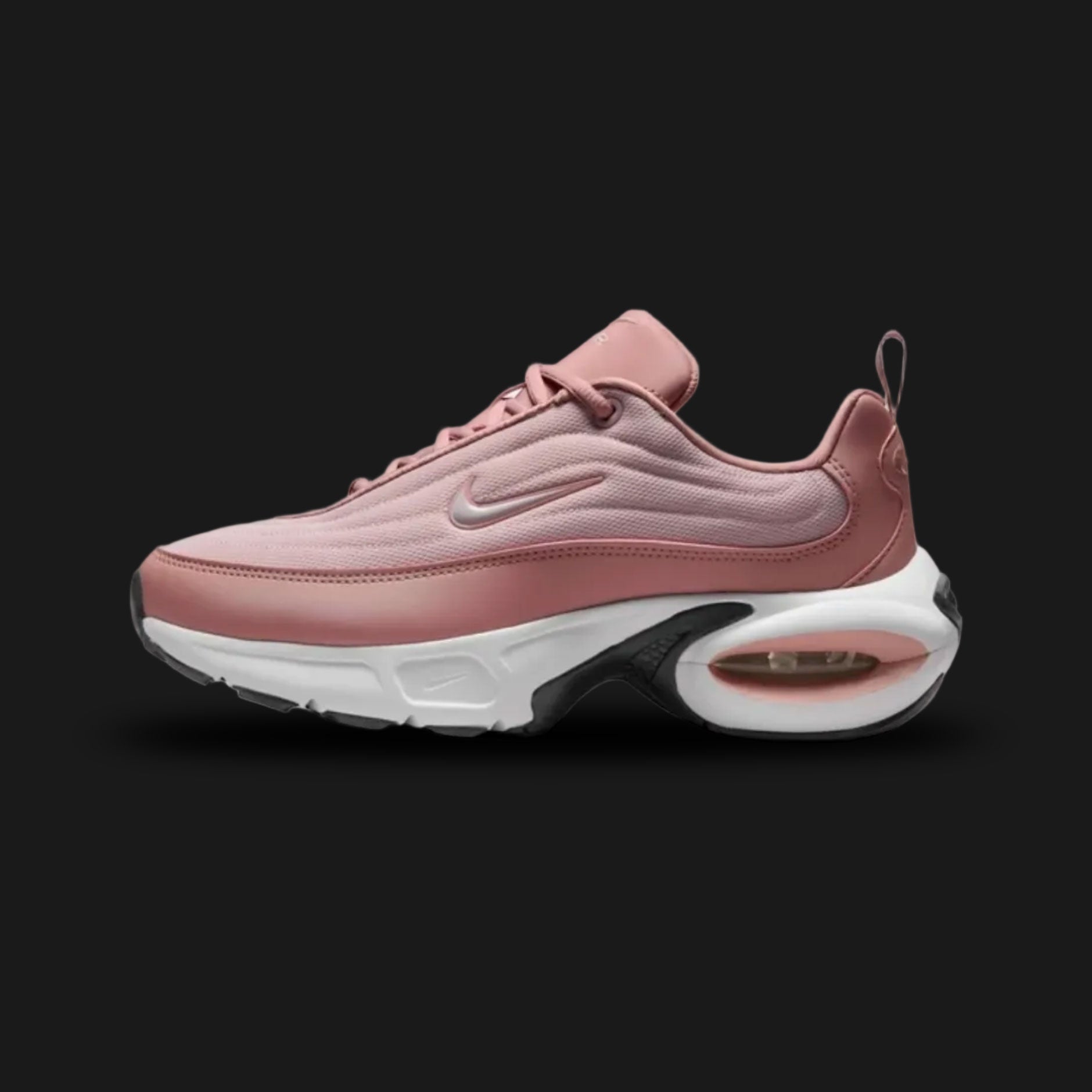 Nike Air Max Portal in Particle Pink, Silt Red, and White (HF3053-601). Features a breathable Particle Pink mesh upper with wavy Silt Red synthetic overlays and a chunky white sculpted foam midsole. Includes visible Air Max cushioning in the heel. Luxuntique offers 100% authentic Nike footwear in Sri Lanka.