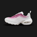 Nike Air Max Portal women's shoes in White, Platinum Tint, and Sweet Beet (HF3053-109). Features a sleek, minimalist quilted White upper for a plush feel. Includes an elevated, oval-shaped platform foam midsole with visible Nike Air cushioning in the heel, accented by a rich Sweet Beet burgundy rubber outsole. Luxuntique guarantees 100% authentic Nike footwear in Sri Lanka.