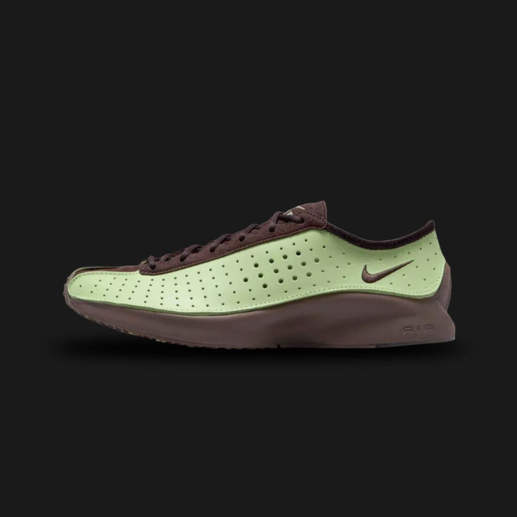 Nike Air Superfly in Lab Green and Baroque Brown (HJ8082-302). Features a perforated Lab Green leather upper for maximum breathability with dark Baroque Brown suede overlays. Sleek, low-profile design with encapsulated Air cushioning and a signature angular heel. Luxuntique offers 100% authentic Nike footwear in Sri Lanka.
