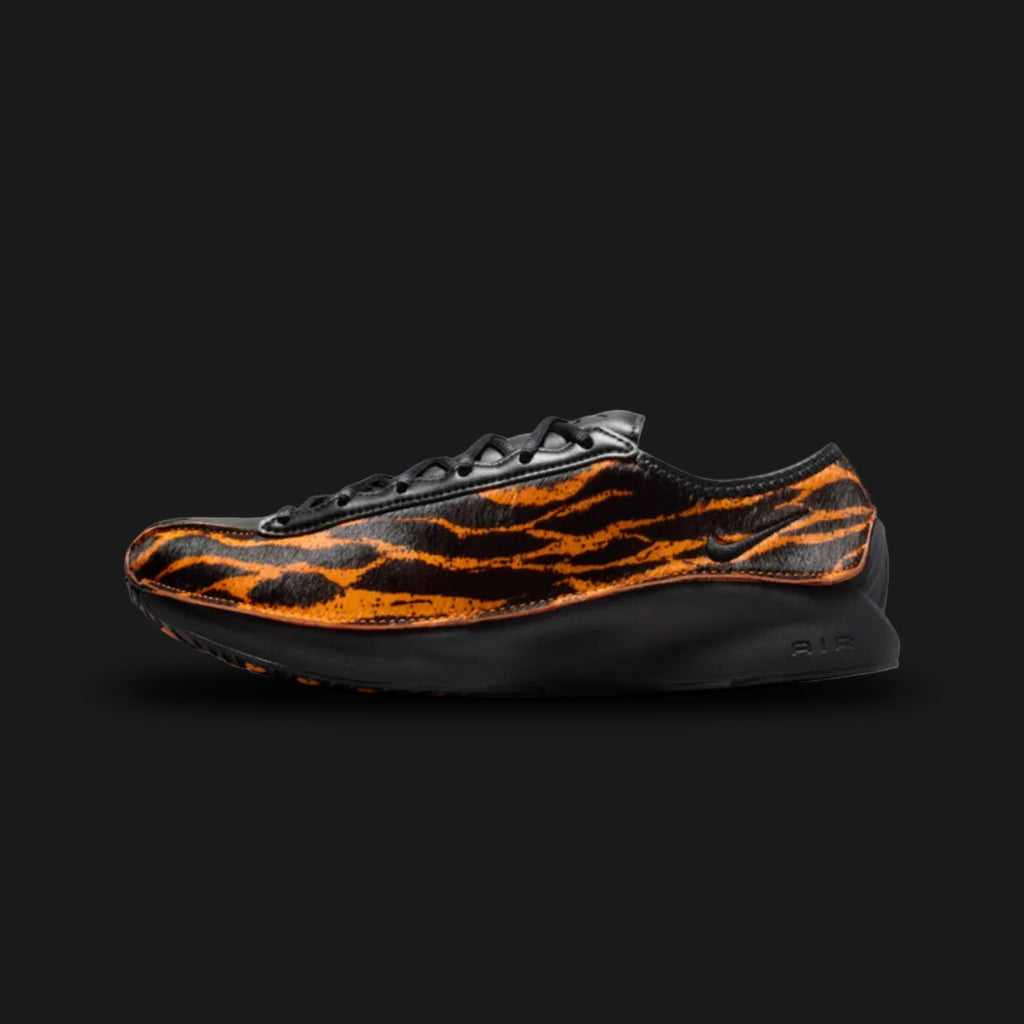 Nike Air Superfly LX in Alpha Orange and Black (HQ9148-800). Features a premium Alpha Orange pony hair upper with contrasting Black leather overlays and a signature low-profile aerodynamic design. Includes encapsulated Air cushioning and a sleek angular heel. Luxuntique offers 100% authentic Nike footwear in Sri Lanka.