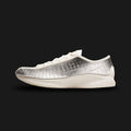 Nike Air Superfly in Pale Ivory, Metallic Silver, and Volt (IB5824-100). Features a premium perforated leather upper in Pale Ivory with high-shine Metallic Silver overlays and electric Volt accents. Sleek low-profile design with a signature angular heel. Luxuntique offers 100% authentic Nike footwear in Sri Lanka.