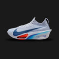 Nike Alphafly 3 marathon racing shoe in Football Grey and Persian Violet (Design Code: NKFD8311-001). Featuring a full-length carbon fiber Flyplate, dual Air Zoom units, and ZoomX foam for maximum energy return. Luxuntique offers 100% authentic Nike "super shoes" at the lowest price in Sri Lanka.
