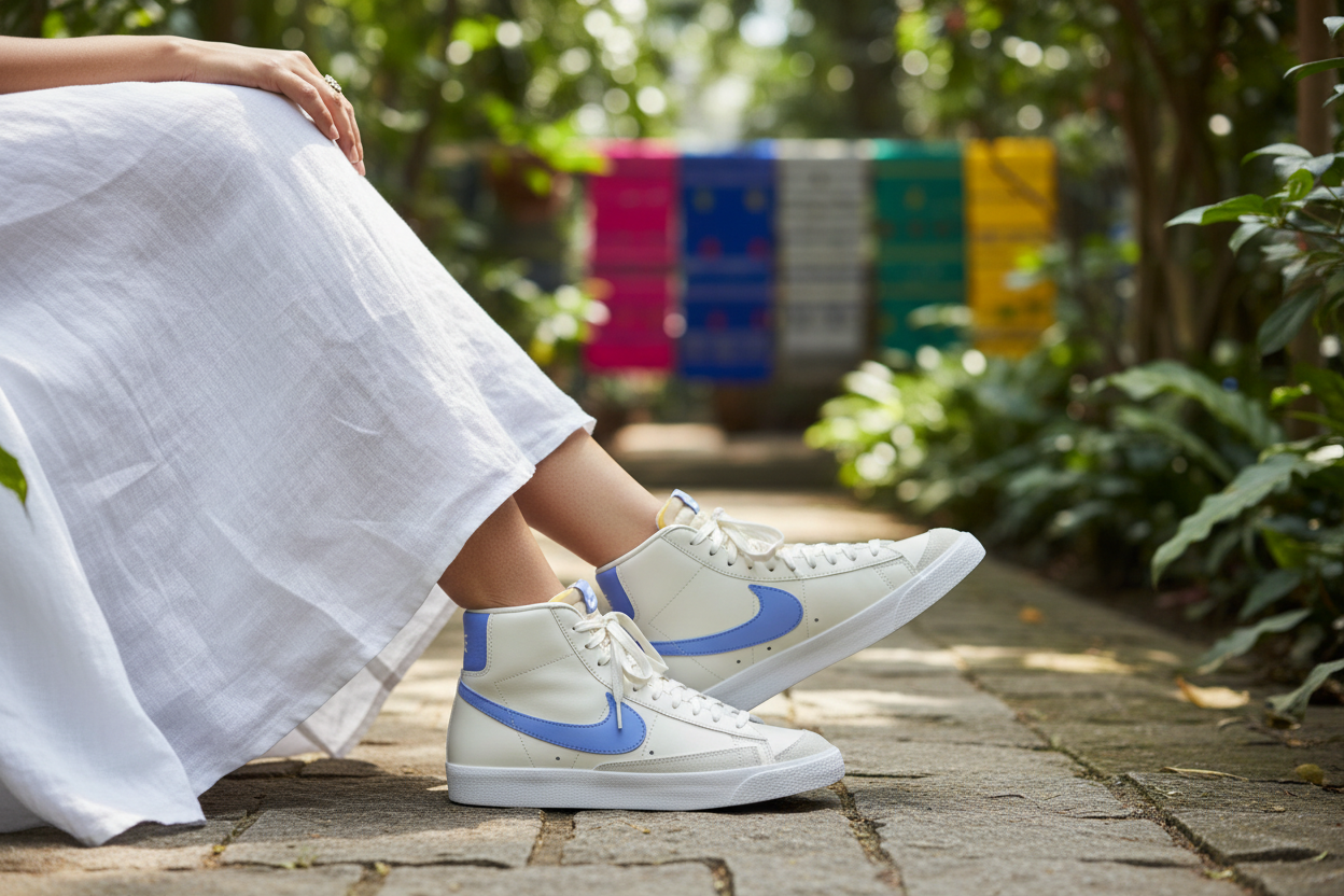 Nike Blazer Mid '77 Barefoot Garden Cafe Editorial Photo