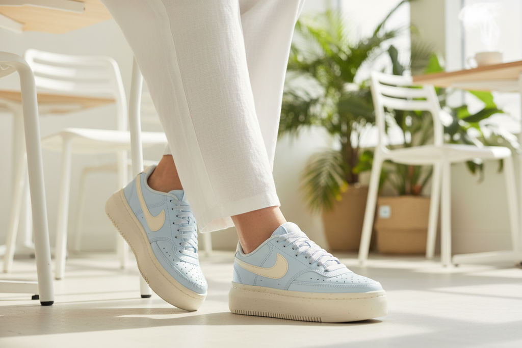 Nike Court Vision Alta Glacier Blue - Close-Up Shoe Focus