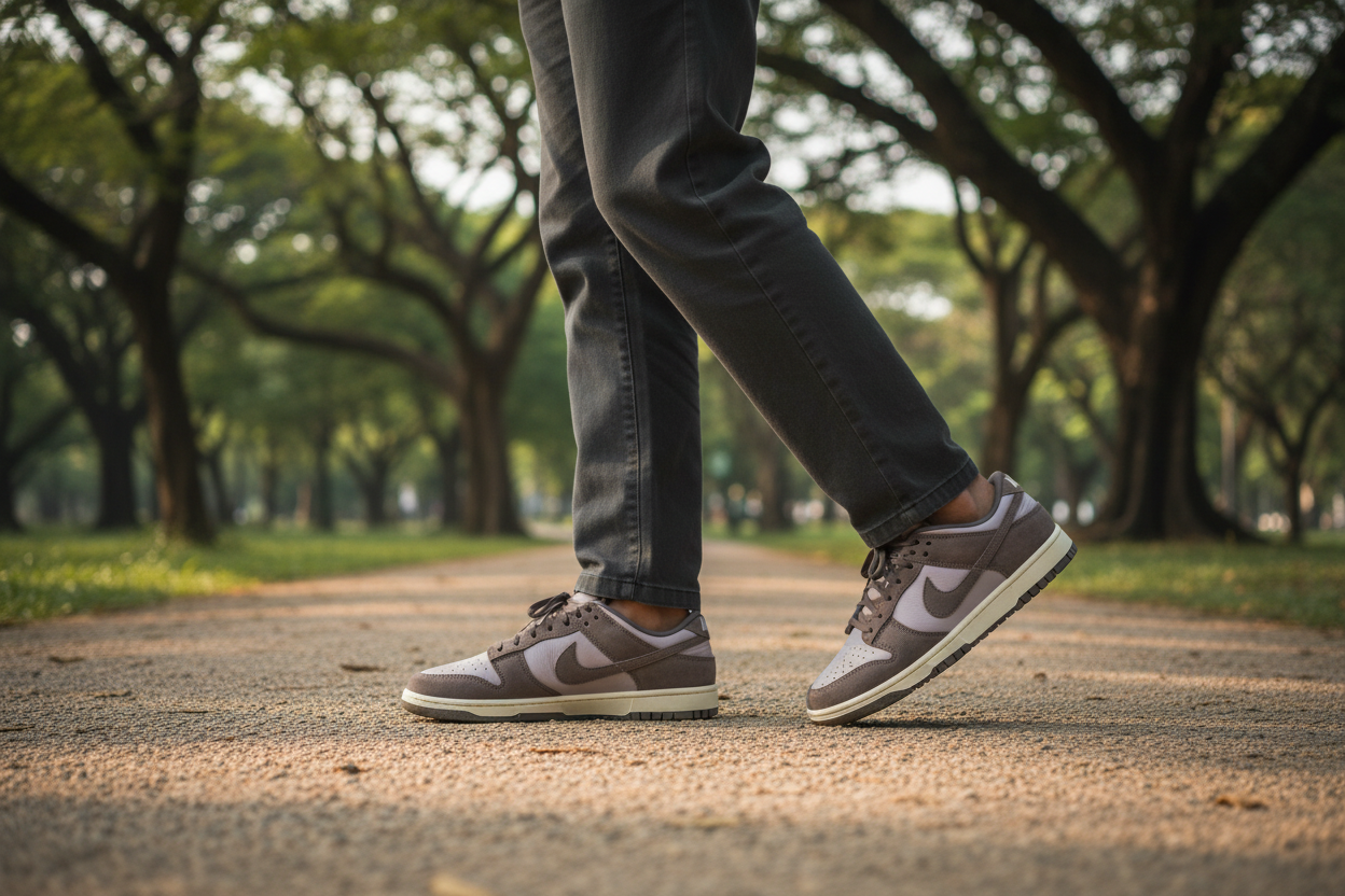 Nike Dunk Low Retro SE Ironstone Plum Eclipse - Natural Walking Shot