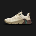 Nike Free Metcon 7 shoes in Light Khaki, Light Chocolate, and Neutral Olive (II7405-200). Features a breathable mesh upper with inner sleeve, flexible Nike Free forefoot grooves, wide stable heel, and supportive side cage. Luxuntique guarantees 100% authentic footwear.