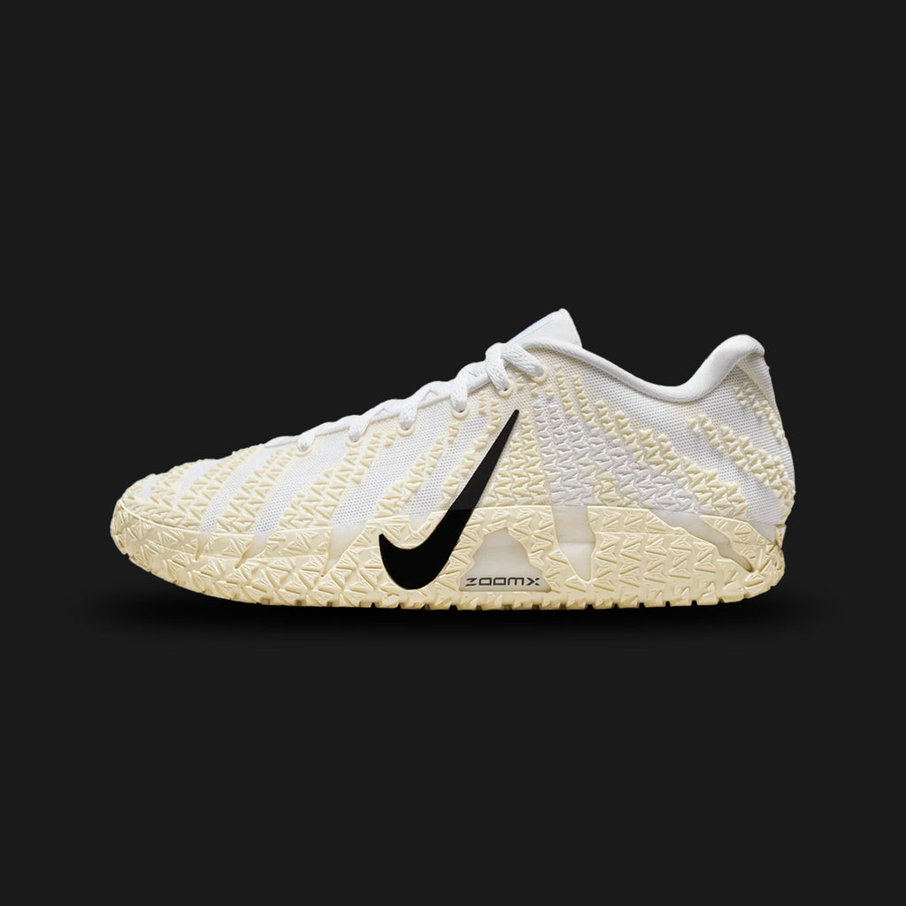 Nike Ja 3 EP 'Coconut Milk' basketball shoes in White, Black, and Coconut Milk (HF2794-101). Features a forefoot Zoom Air unit for explosive responsiveness and a durable Engineered Performance (EP) XDR rubber outsole for high-traction play. Includes a lightweight breathable mesh upper with dynamic lateral lockdown wings and sharp black branding. Luxuntique offers 100% authentic Nike in Sri Lanka.