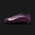 Nike Mercurial Vapor 16 Pro FG football boots in Grand Purple and Pale Ivory (FQ8689-500). Features a lightweight, textured upper in deep Grand Purple for precise ball control at high speeds. Includes a highly responsive Zoom Air unit in the heel, crisp Pale Ivory branding accents, and an aggressive firm-ground soleplate with chevron studs for explosive acceleration. Luxuntique offers 100% authentic Nike in Sri Lanka.