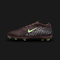 Nike Mercurial Vapor 16 Pro Kylian Mbappé FG football boots in Plum Eclipse and Metallic Silver (FQ8689-200). Features a lightweight, full Flyknit upper with a tacky skin finish in deep Plum Eclipse for precise ball control. Includes an improved Air Zoom unit, a Metallic Silver Swoosh, and a wave-like traction soleplate with chevron studs for explosive speed. Luxuntique offers 100% authentic Nike in Sri Lanka.